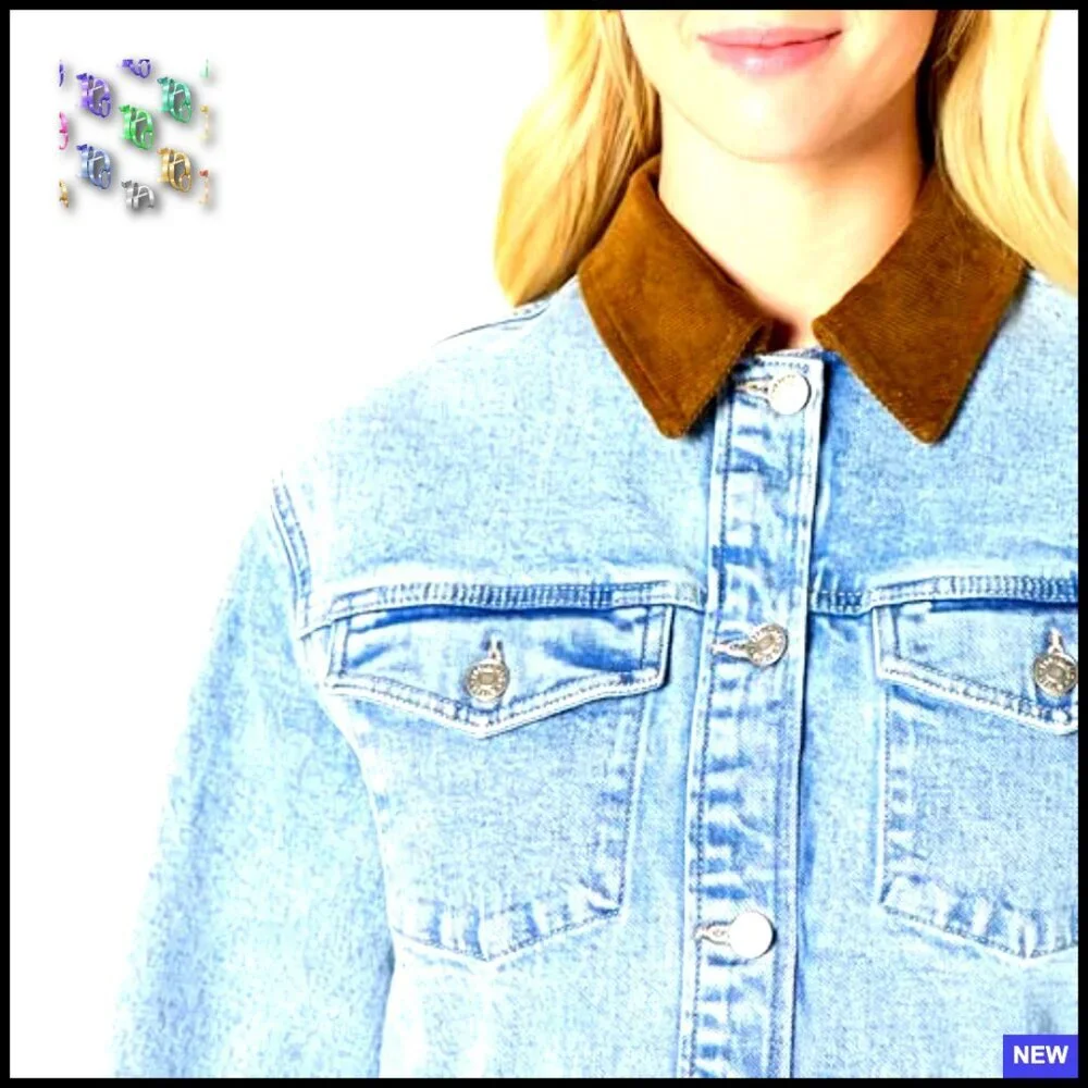Regular-Fit Denim Barn Jacket Cinched Waist Vintage Workwear Chic - Picture 4 of 7